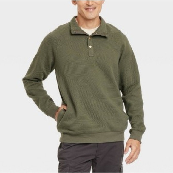 Goodfellow & Co Men's Quilted Snap Pullover Sweatshirt Various Sizes - Picture 10 of 12
